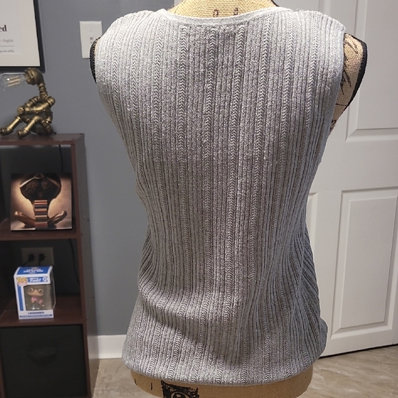 Talbots Gray Ribbed Tank Top - Picture 4 of 6